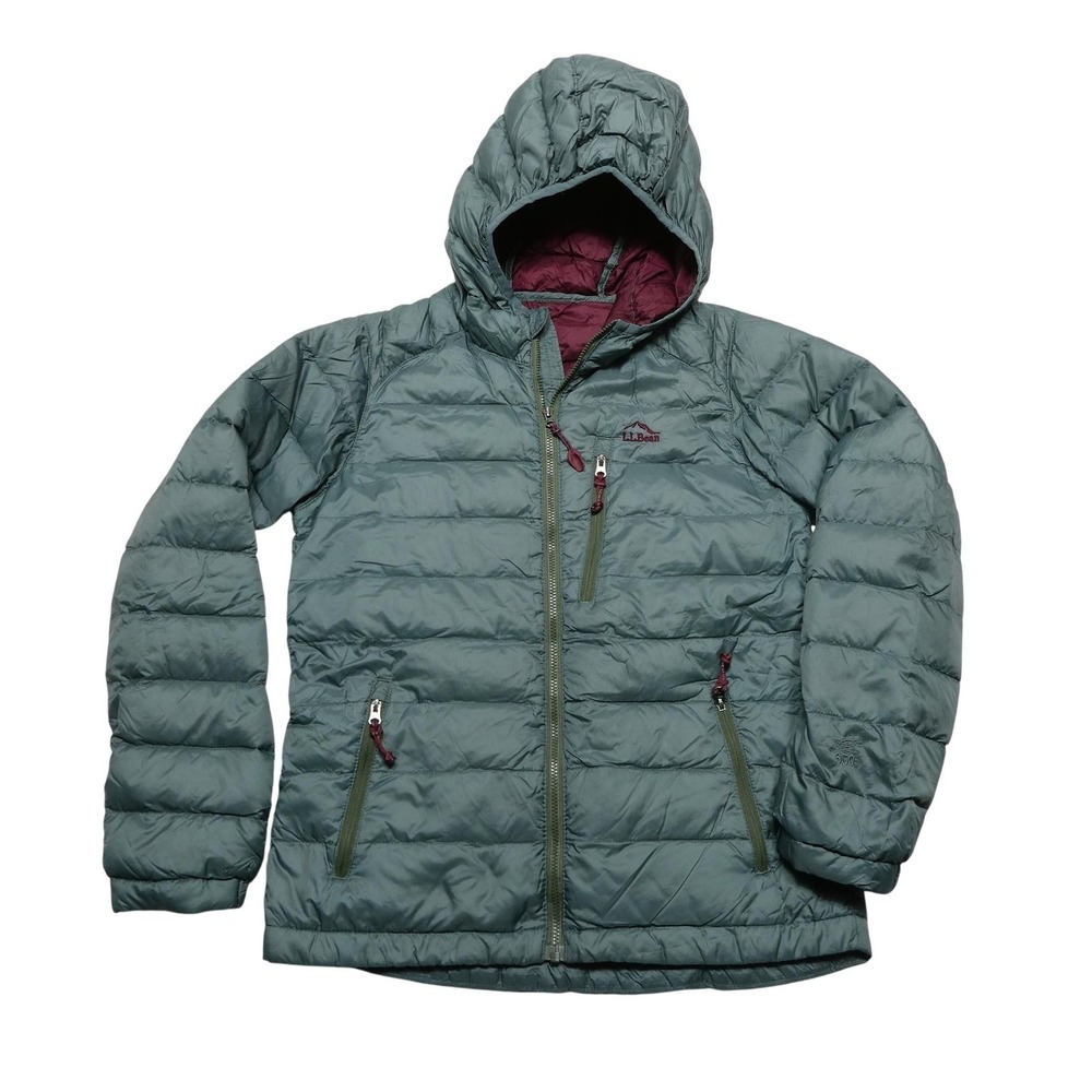 L.L.Bean Jacket Youth Medium 10-12 Green Hooded 650‎ Down Puffer Winter Coat